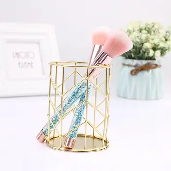 

Nordic Ins Style Multi-Functional Iron Art Penholder Cosmetic Brush Canister Rose Gold Office Supplies Storage Space