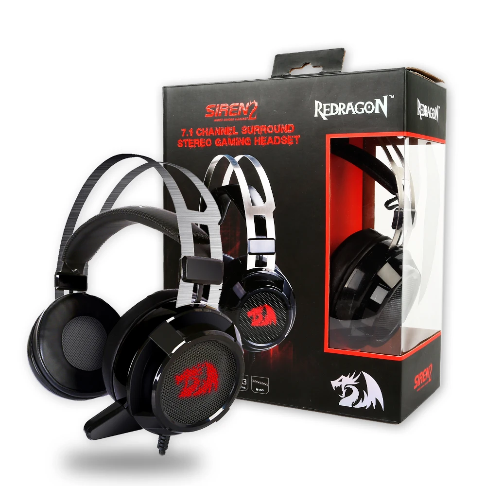 

Redragon USB Headphone 7.1 Gaming Earphones Headsets Surround Channel Headset Mic Microphone Noise Canceling LED Big Earphone