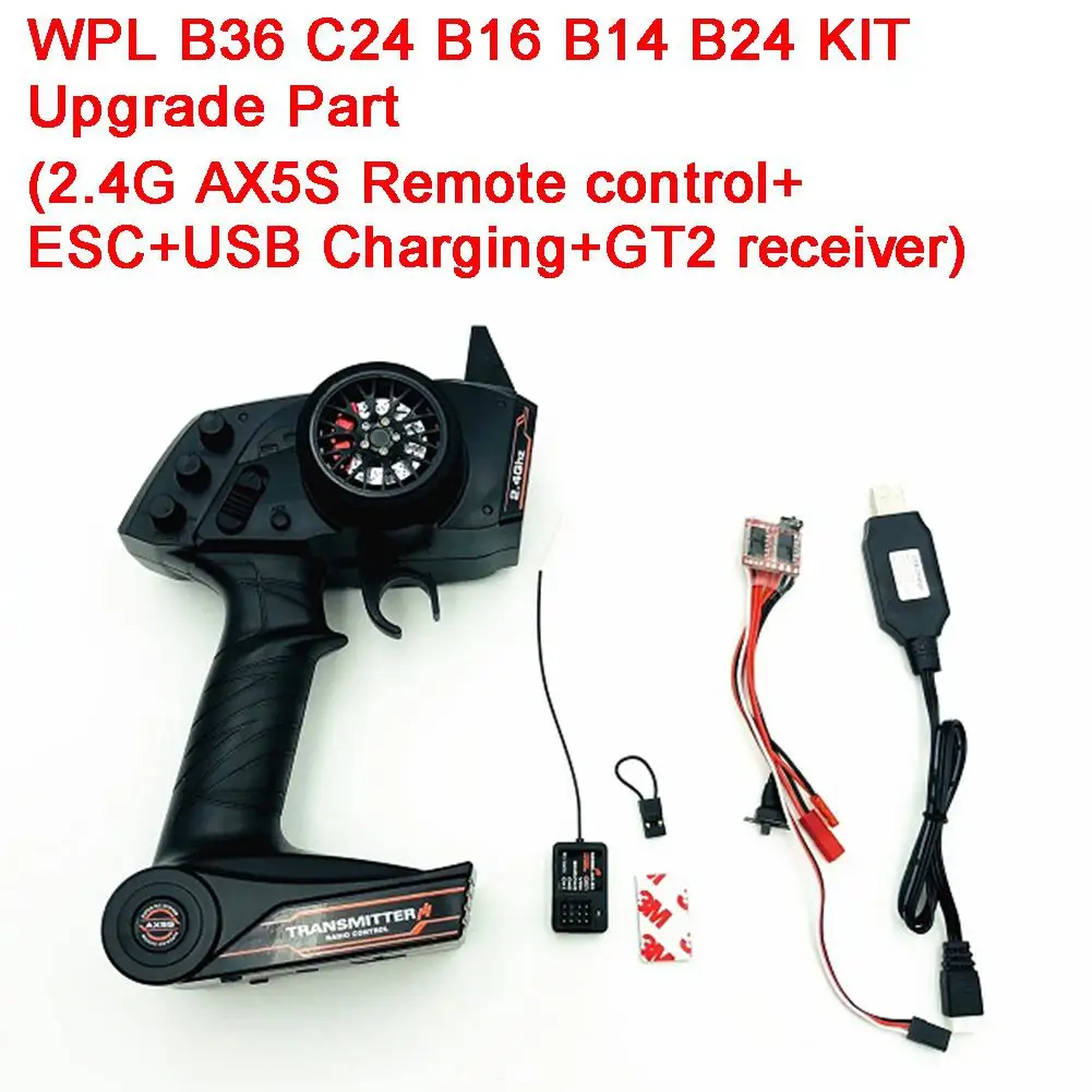 

2.4G AX5S Remote Control+ESC+USB Charging+GT2 Receiver Electronic Equipment Upgrade Part Set for WPL KIT B36 C24 B16 B14 B24