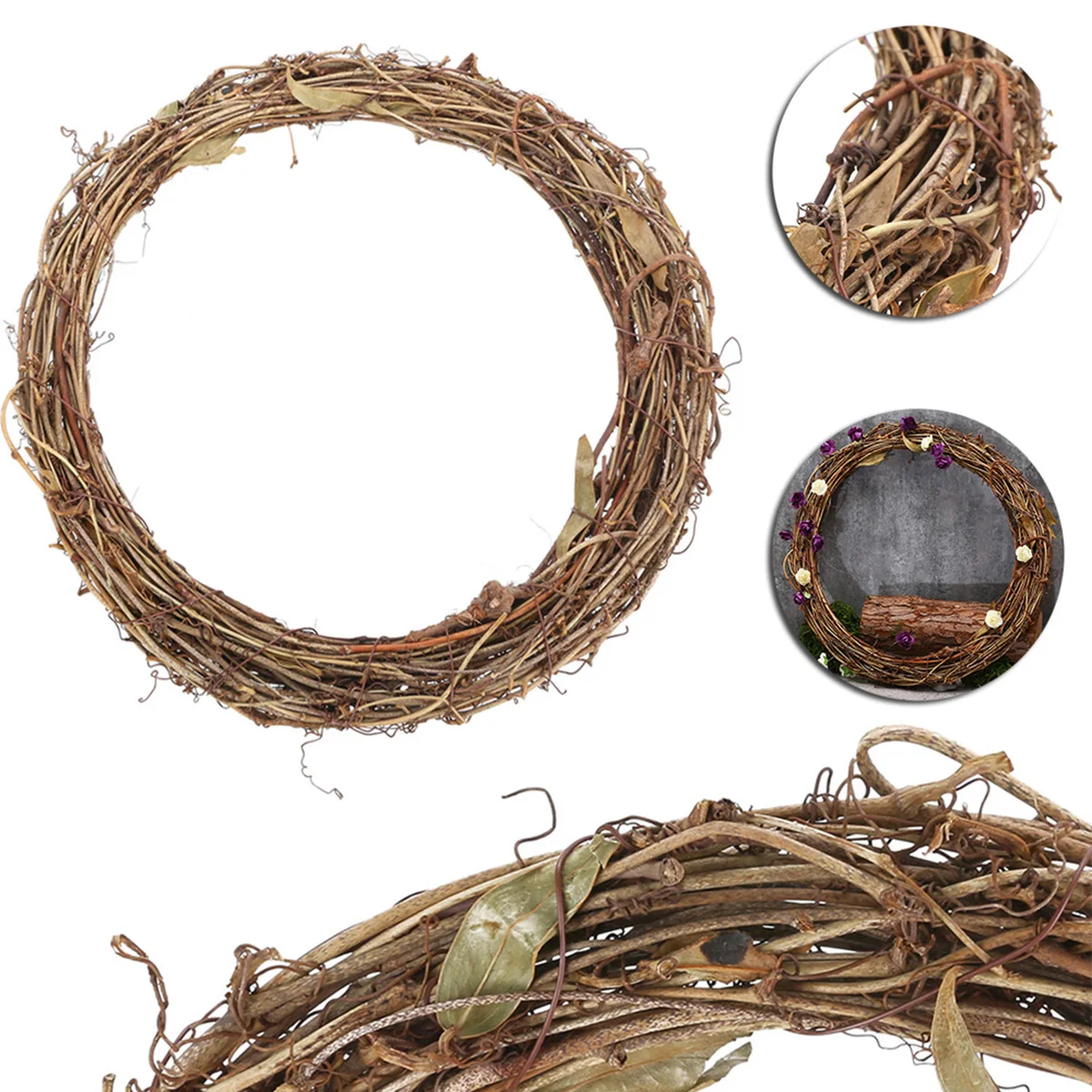 

1pcs 10cm Creative Wedding Wreaths Natural Dried Rattan Wreath Garland Material DIY Door Wall Hanging Decoration Cheap Price