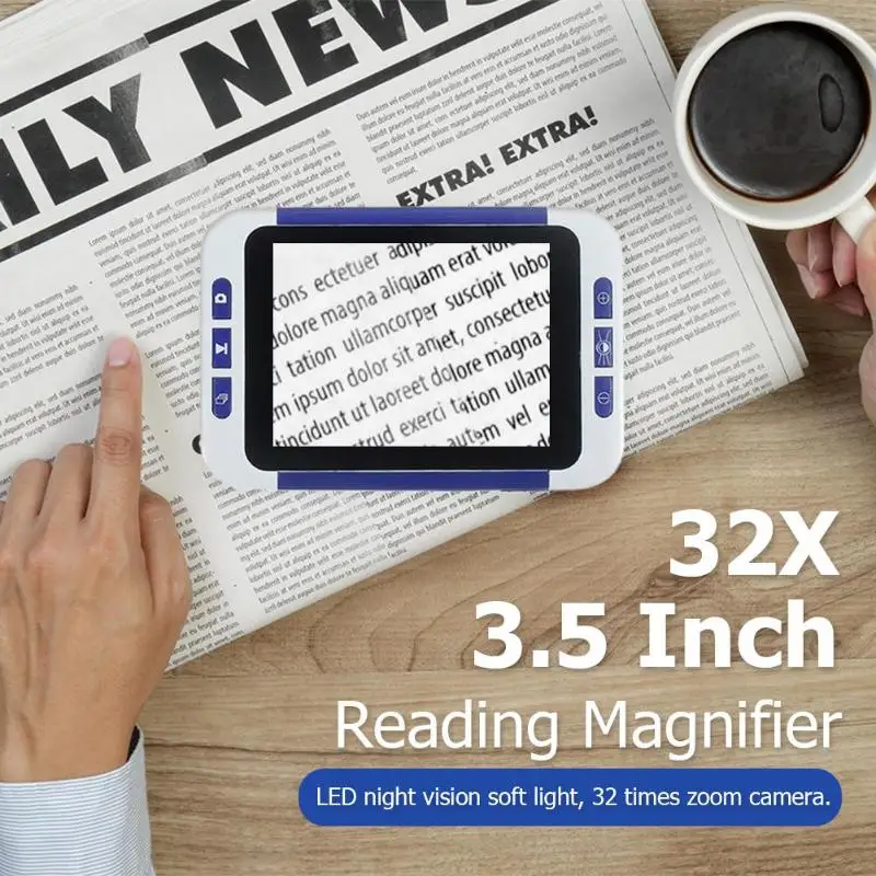  32X 3.5 Inch Portable Digital LCD Magnifier Low Vision Electronic Visual Aids Video Microscope for  - 32952165327