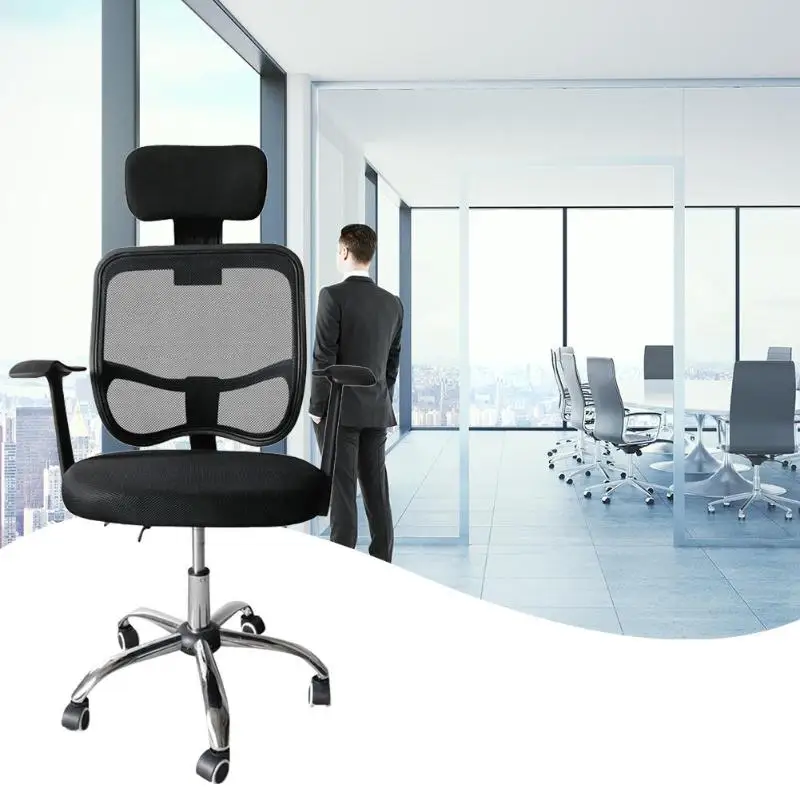 

Mesh Back Gas Lift Back Tilt Adjustable Office Swivel Chair with Headrest Ergonomic Swivel Chair Mesh Executive Black
