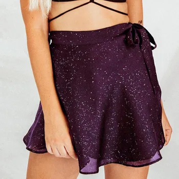 

Sexy Mini Skirts Womens Summer Sequin Bandage High Waist simple Skater Skirt Ladies Party Skirts Women