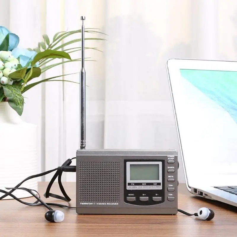 Цифровой будильник FM радио MW SW приемник с наушниками|Радиоприёмники| |