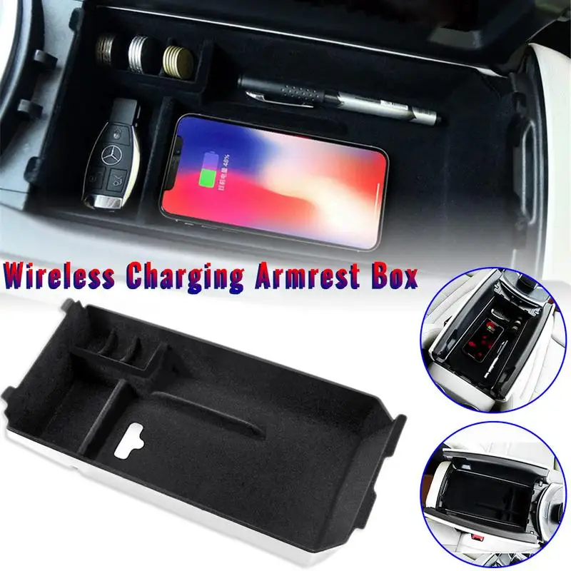 

Wireless Charging Armrest Storage Box for Mercedes-Benz C E-Class GLG Modified Tray Holder Case Car Organizer Wireless Charging