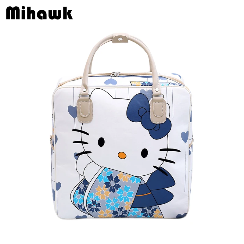 Mihawk PU Leather Hello Kitty Cat Travel Bags Women's Cute Luggage
