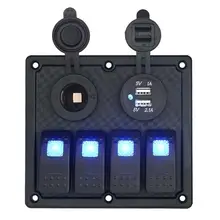1Pc 4 Gang ABS Toggle Switches Dash Automotive Switch Panel Rocker Switch Panel 4 LED Backlit for Vehicle Boat Car Marine ac09 01j rotary switches band switch cnc panel knob switch