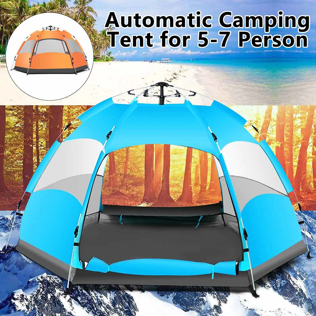 

DGODDE Waterproof 5-8 People Automatic Instant Pops Up Family Tent Camping Hiking Tent Anti UV Awning Tents Outdoor Sunshelter