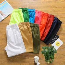 Fashion Summer Cargo Shorts Men Cotton Joggers Casual Short Home Sport Patchwork Pink Red Orange Mid Red Loose Street Wear M