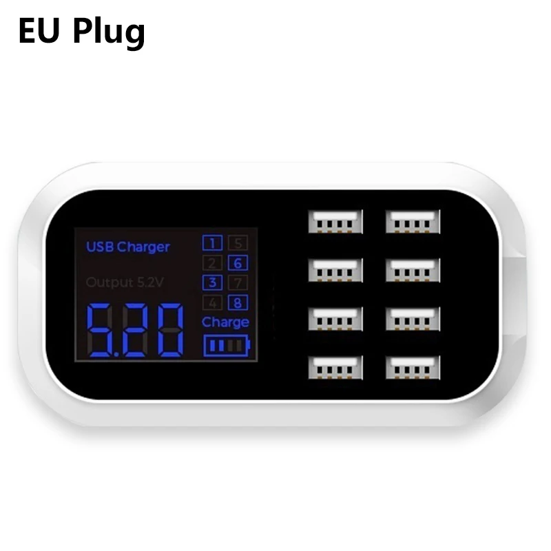 

8-Port Portable USB Hub Fast Charger Power Adapter with Smart IC Auto Detect Tech