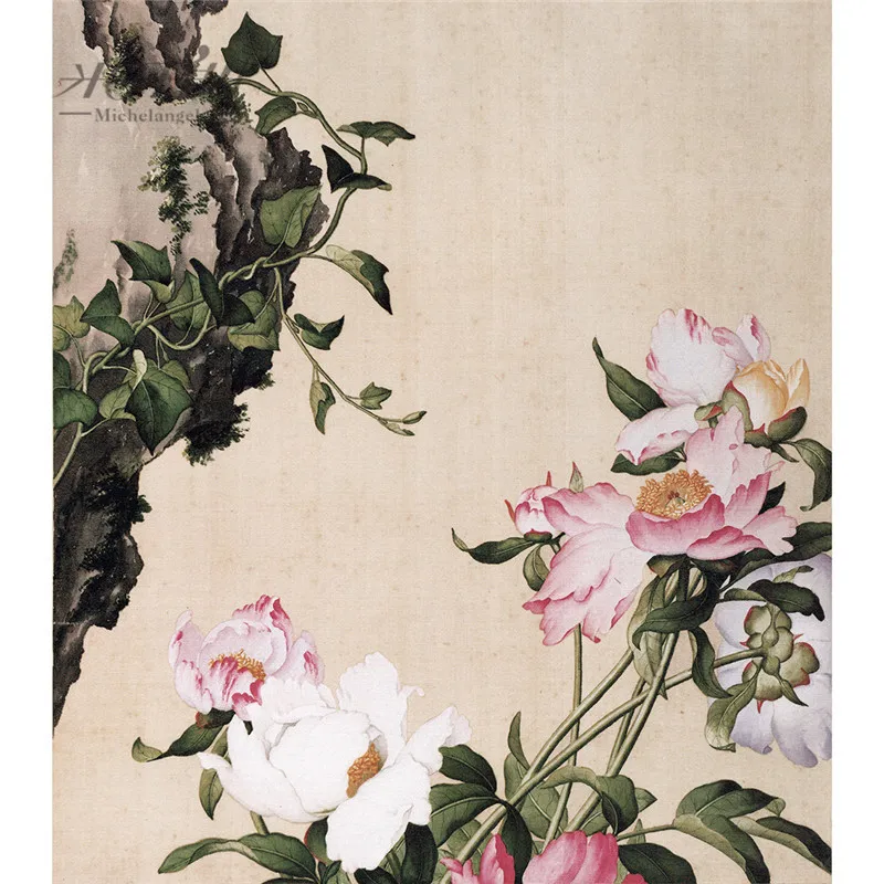 

Michelangelo Wooden Jigsaw Puzzle 500 Piece Giuseppe Castiglione Masterpiece Chinese Peony Flower Painting Educational Toy Decor