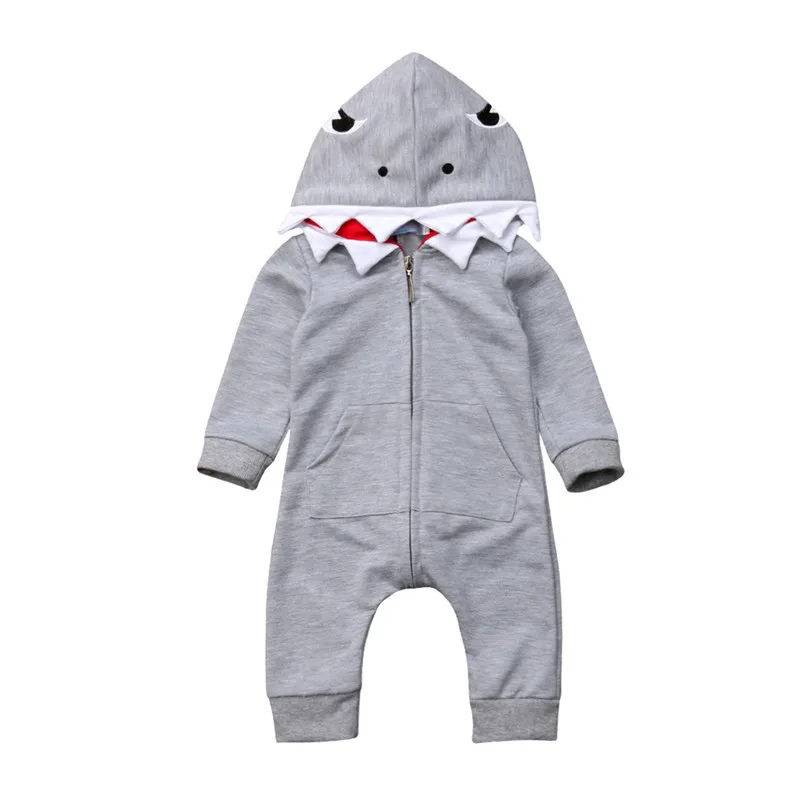 

pudcoco Cute 3D Shark Romper Jumpsuit Winter Hooded Playsuit Costume For Boy Girl Baby baby girl autumn winter warm romper