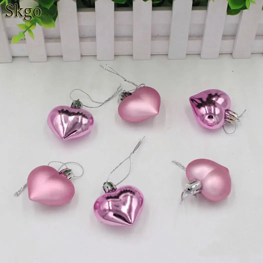 Серебряный Новый розовый красный дом падение золото сердце висячая коробка 6 шт