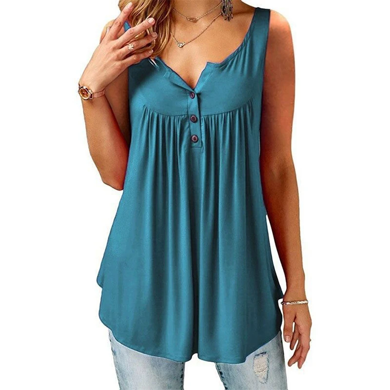 Wipalo Women Fashion Plus Size Solid Brace Tank Top Pleated Slip ...