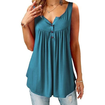

Wipalo Women Fashion Plus Size Solid Brace Tank Top Pleated Slip Camisole Sleeveless Casual Summer Loose Tank Tops S-5XL 2019