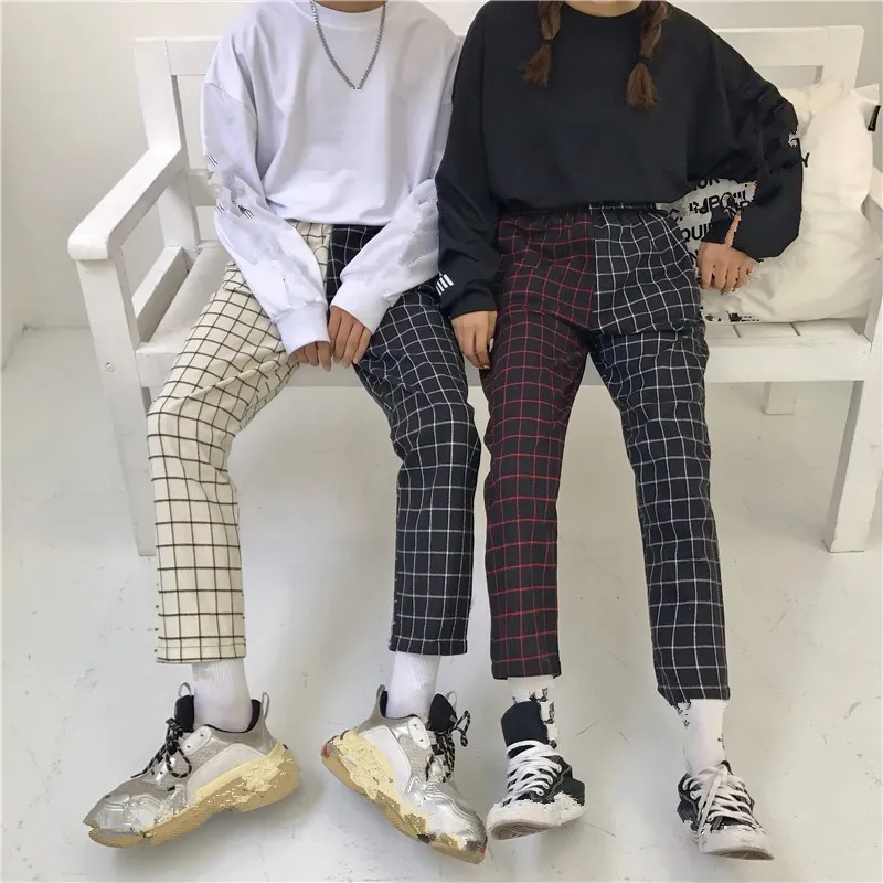 Винтажные Лоскутные платные брюки Harajuku женские с эластичной резинкой на талии