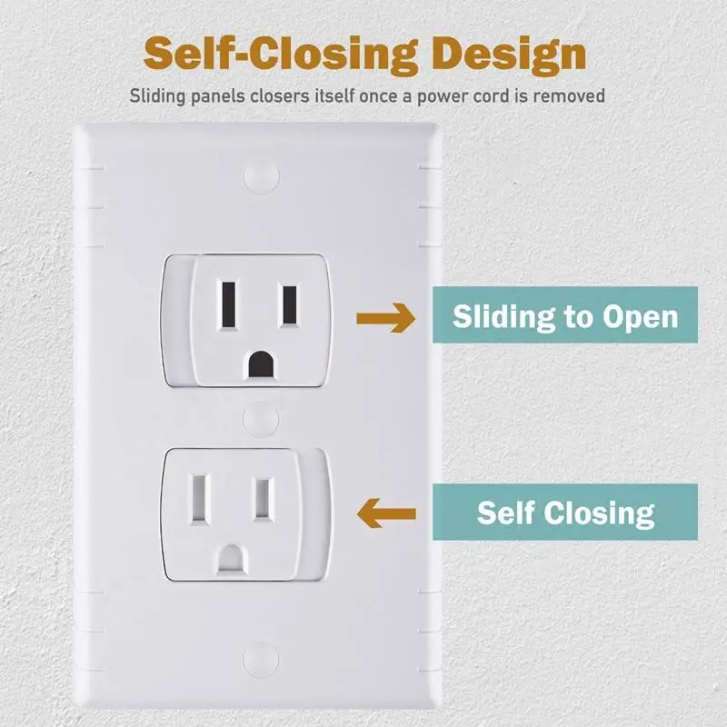 

Universal Self-Closing Electrical Outlet Covers ,Extra Safe Retardant Child Guards Socket Plugs Protector, Hardware Included