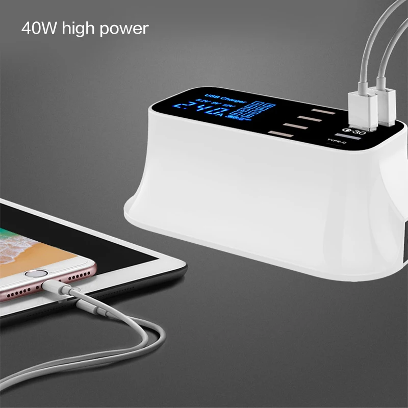 سريع تهمة 3.0 الذكية USB نوع C وحدة شاحن Led عرض سريع شحن هاتف لوحي USB شاحن آيفون سامسونج محول