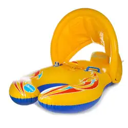 Детские поплавки мать ребенок одежда заплыва кольцо утолщаются Плавательный круг воды двойной бассейн сиденье с зонтиком