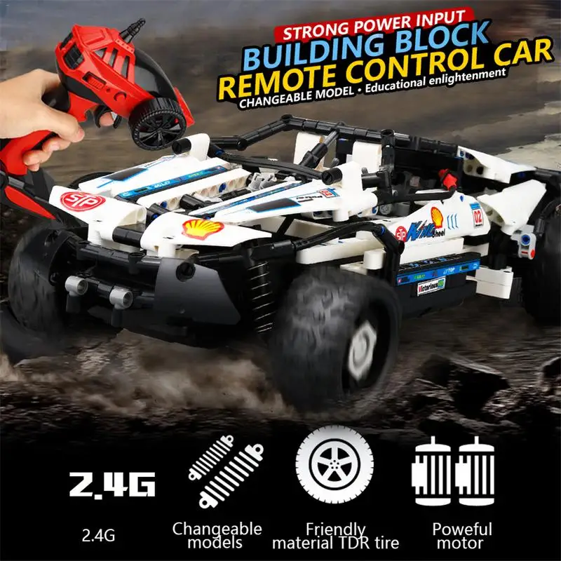 Remote Control Car 4-channel 10-in-1 DIY Building Block High-speed Remote Control Off-road Vehicle RC Fighting Toy Gift 