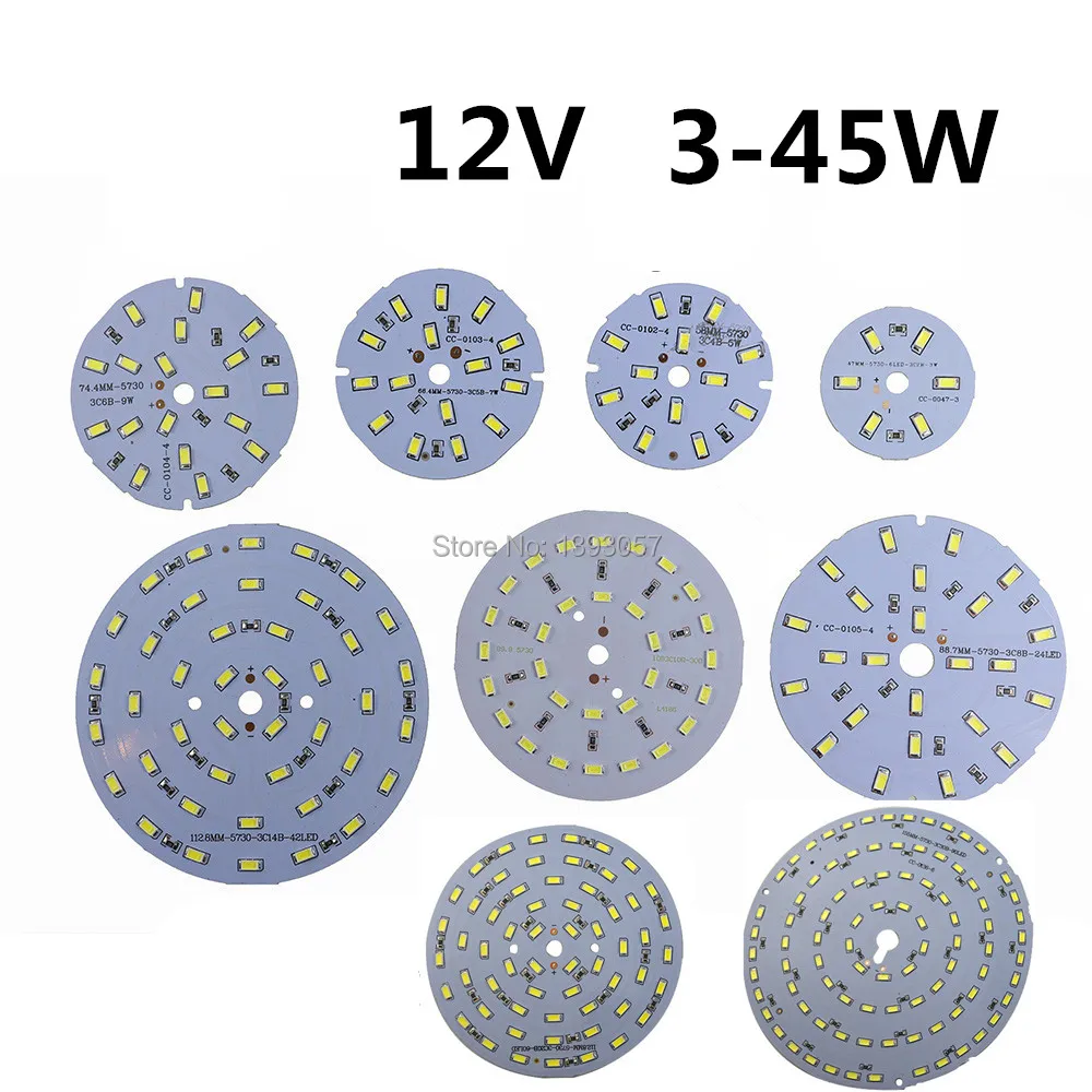 

10PCS LED Source SMD5730 PCB DC 12V 100LM/W Lamp 3W 5W 7W 9W 12W 15W 21W 30W 45W Led Bulb White/ Warm for Camping/Home lighting