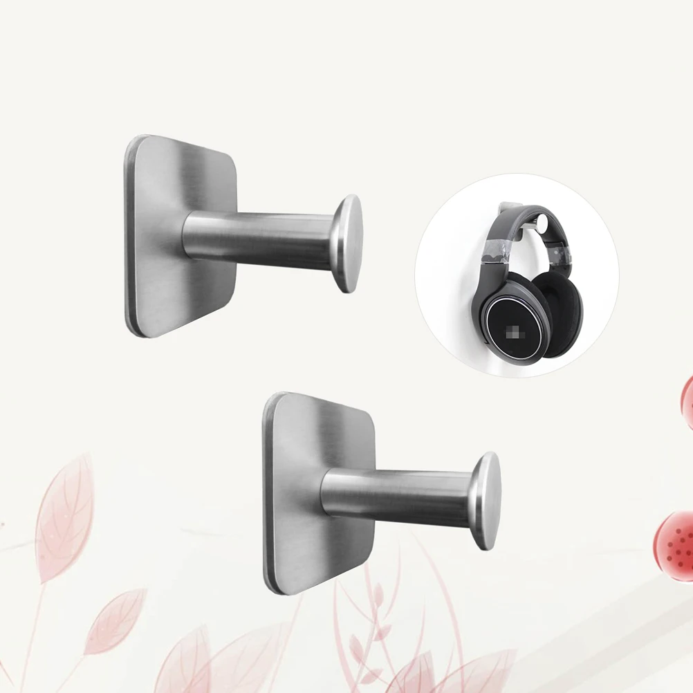 2 Pcs Headphone Stand Stainless Steel Adhesive Extensible Display Stick On Headphone Hanger Hook for Earphone Headset