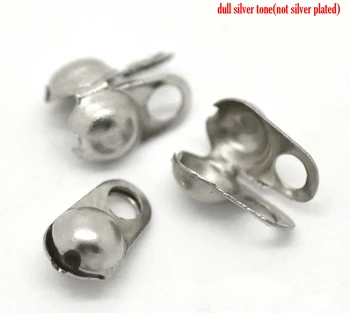 

Lovely 100PCs Silver Color Calottes End Crimps Beads Ball Chain Connector Clasp(Fit 3mm Ball Chain) (B18374)