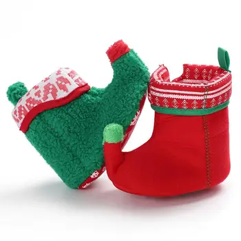

2018 New Christmas Baby Anti-slip Crib Shoes Winter Warm Booties Soft Trainers Christmas Toddler First Walkers Shoes