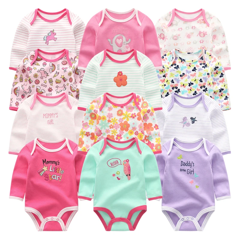 

2019 6PCS Baby Clothes Unicorn Bodysuits 0-12M Roupas de bebe Baby Boy Clothes Stripe Jumpsuit Newborn Cotton Baby Girl Clothes