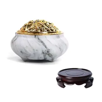 

Portable Porcelain Censer Coil Incense Holder Ceramic Incense Burners Aromatherapy Furnace With Base Use In Home Office Teahouse