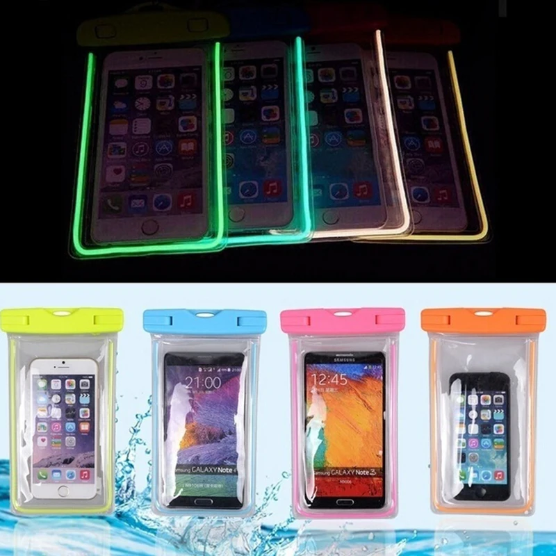 Fluoreszenz Handy Wasserdichte Tasche PVC Leucht Wasserdichte Telefon Fall Abdeckung Spa Schwimmen Zubehör Geeignet 6in Handys