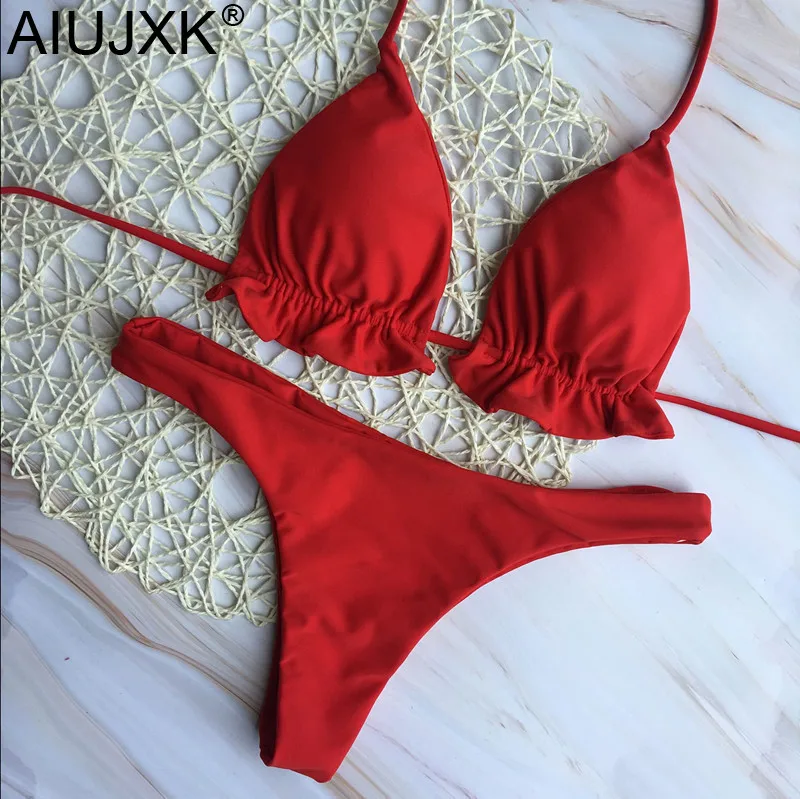

AIUJXK Summer Sexy Bandage Lingerie Biquini Women Ruffles Sexy Beach Bra Set Ladies 2 Piece Swimsuit Underwear Swimming Suit