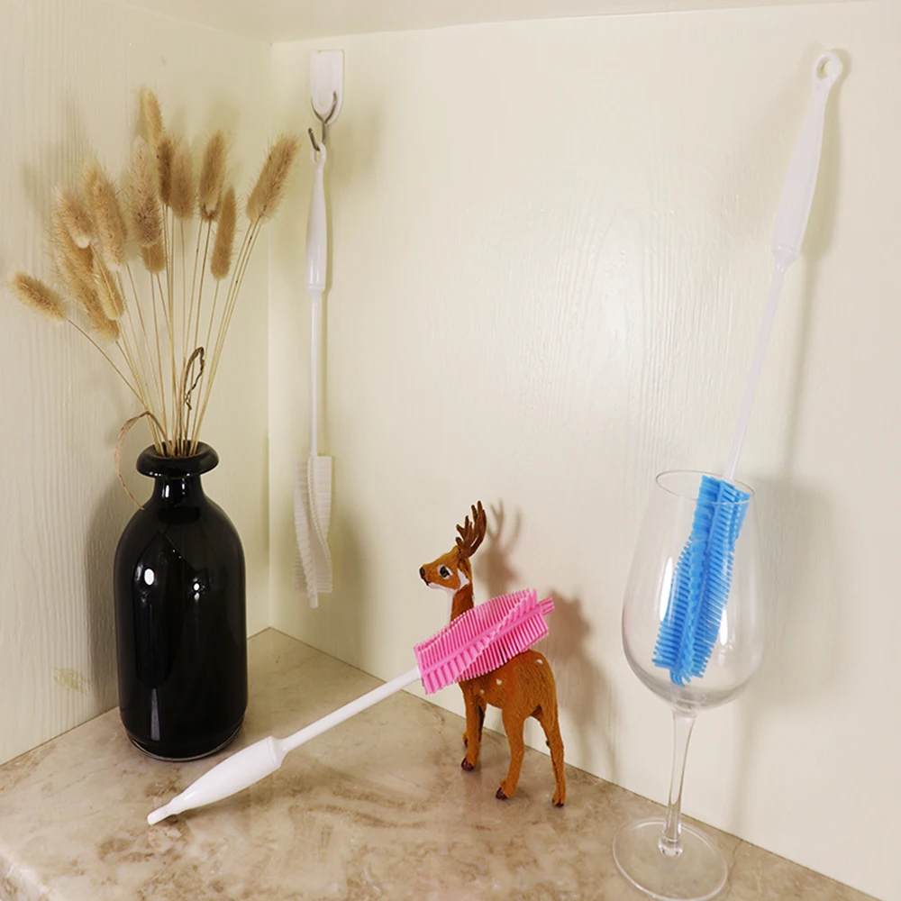 Cup Brush Bottle Brush with Long Handle Silicone Milk Bottle Cleaning