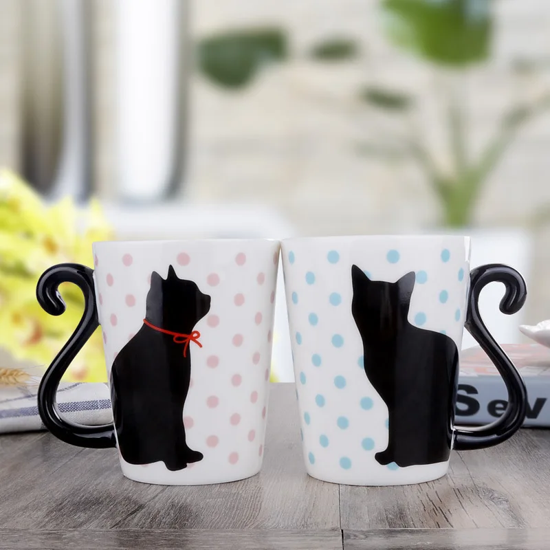 Кофейная кружка с милым котом японская керамическая чайная чашка парные чашки и