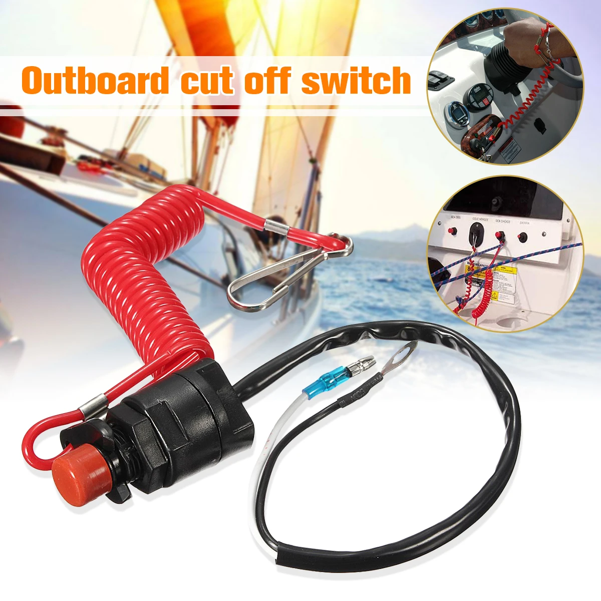 4X Outboard Stop Kill Switch Cut Off Switches Boat Motor & Safety Tether Lanyard 4X Outboard Stop Kill Switch Cut Off Switches Boat Motor & Safety Tether Lanyard
