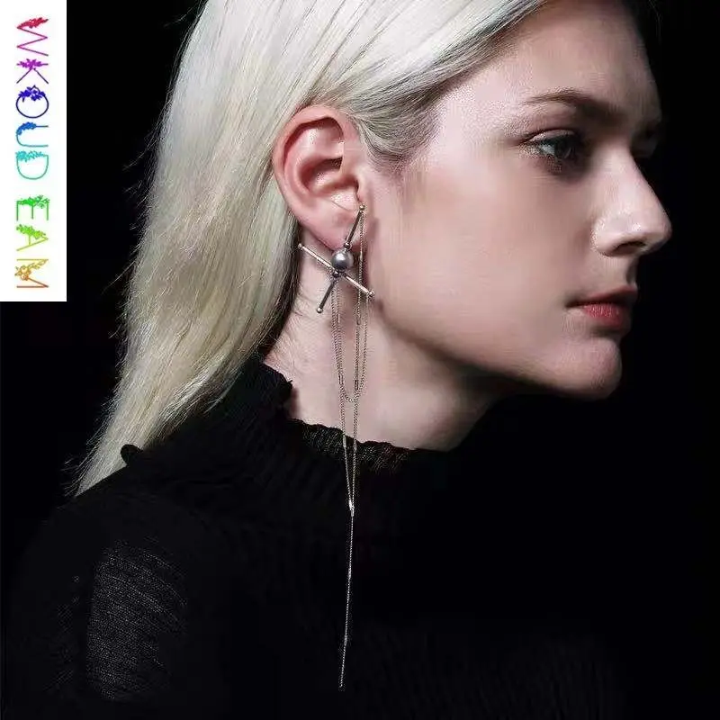 

WKOUD EAM 2019 New Woman Irregular Tassels Imitation Pearl Dabgle Earrings Fashion Female Jewelry Accessories Party Gift S#TA347