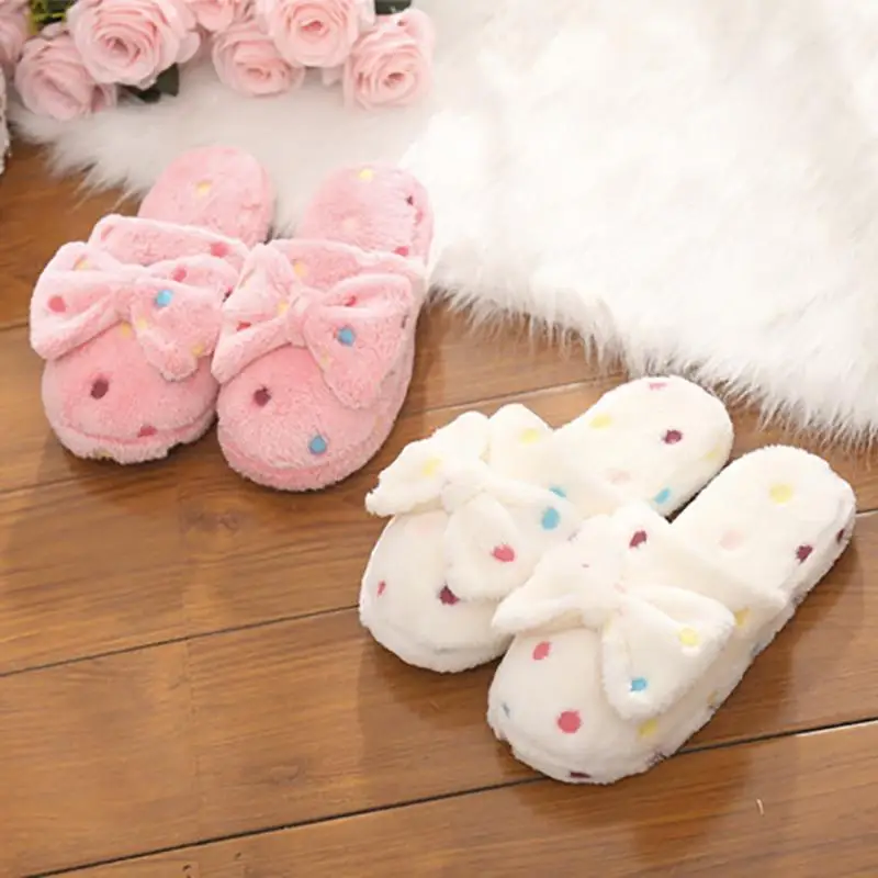 

Super Warm Kawaii Cute Lovely Women Bowknot Slippers Bedroom House Shoes Slippers Pink/ Sky Blue/ Beige