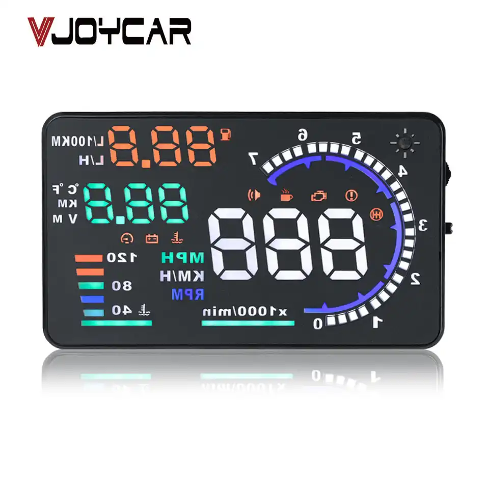 A8 Car Head up Display HUD 5.5 Dash Screen Projector OBD II OBD2 Auto Gauge RPM MPH Speedometer Warning Fuel Consumption Temperature Multiple-Color Bright KAOLALI