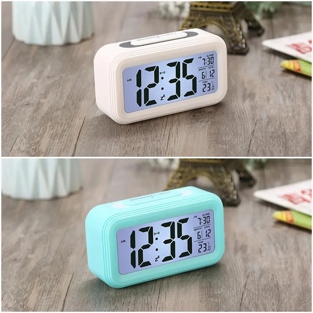LCD Display Digital Alarm Clock Time Snooze Function Electronic BackLight Sensor Night Light Office Table Student Kids Clock LCD Display Digital Alarm Clock Time Snooze Function Electronic BackLight Sensor Night Light Office Table Student Kids Clock