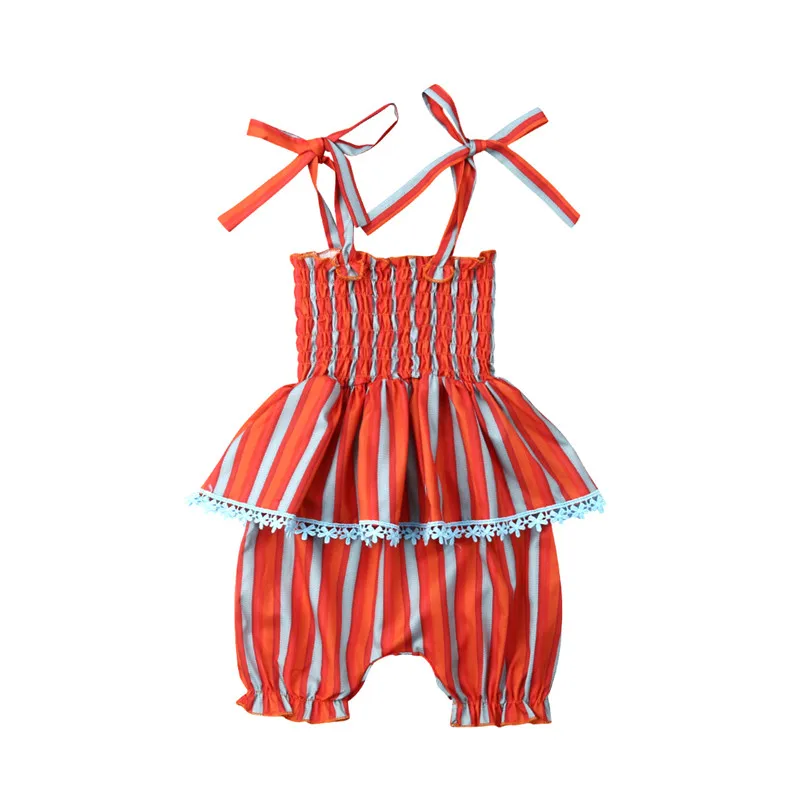 

Newborn Kids Baby Girls clothes Off Shoulder pullover Tassel strap sleeveless Geometry Tops striped Shorts 2pc Toddler Outfits