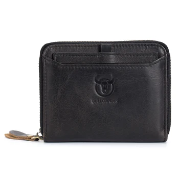 

FGGS BULLCAPTAIN Brand Genuine Leather Men Wallets Vintage Casual Zipper Man Wallet Short Design Purse s Credit Card Holder