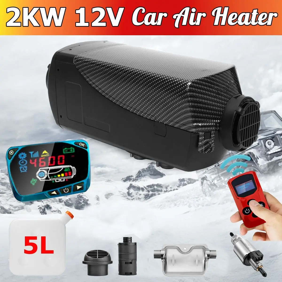 

2KW 12V Air Diesels Heater Parking Heater With Remote Control LCD Monitor For RV, Motorhome , Trucks, Boats + English Remote