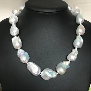 

16-22mm south sea baroque white pearl necklace 18 inches Wedding Aurora Chic Mesmerizing Gift Handmade Classic Jewelry Charm