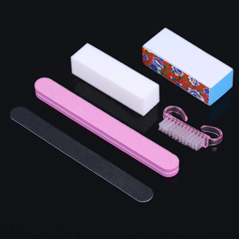 

2019 Promotion New Acrylic Nail Kit Professional Manicure Tools Kit Rectangular Nail Files Brush Art Accessories Styling 5pcs