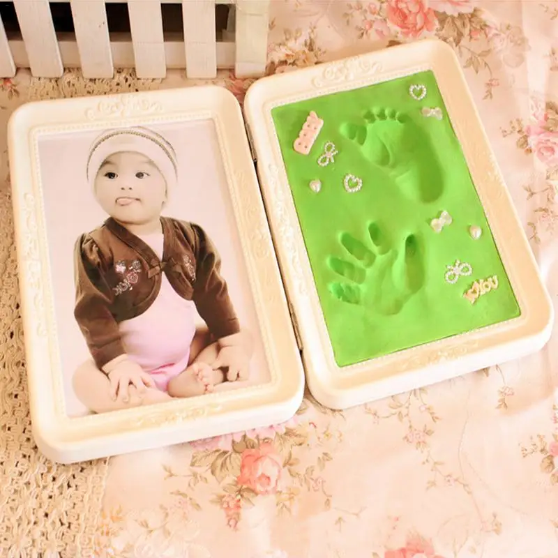 Baby Memorable Hand Footprint Photo Frame Handprint Mud Set Baby Gift Mold Hand And Foot Mud Keepsake Souvenirs Kit O3