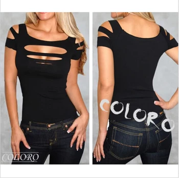 

black Bust hole exposure Vest Tank women sexy Tops club wear Blouse Shirt
