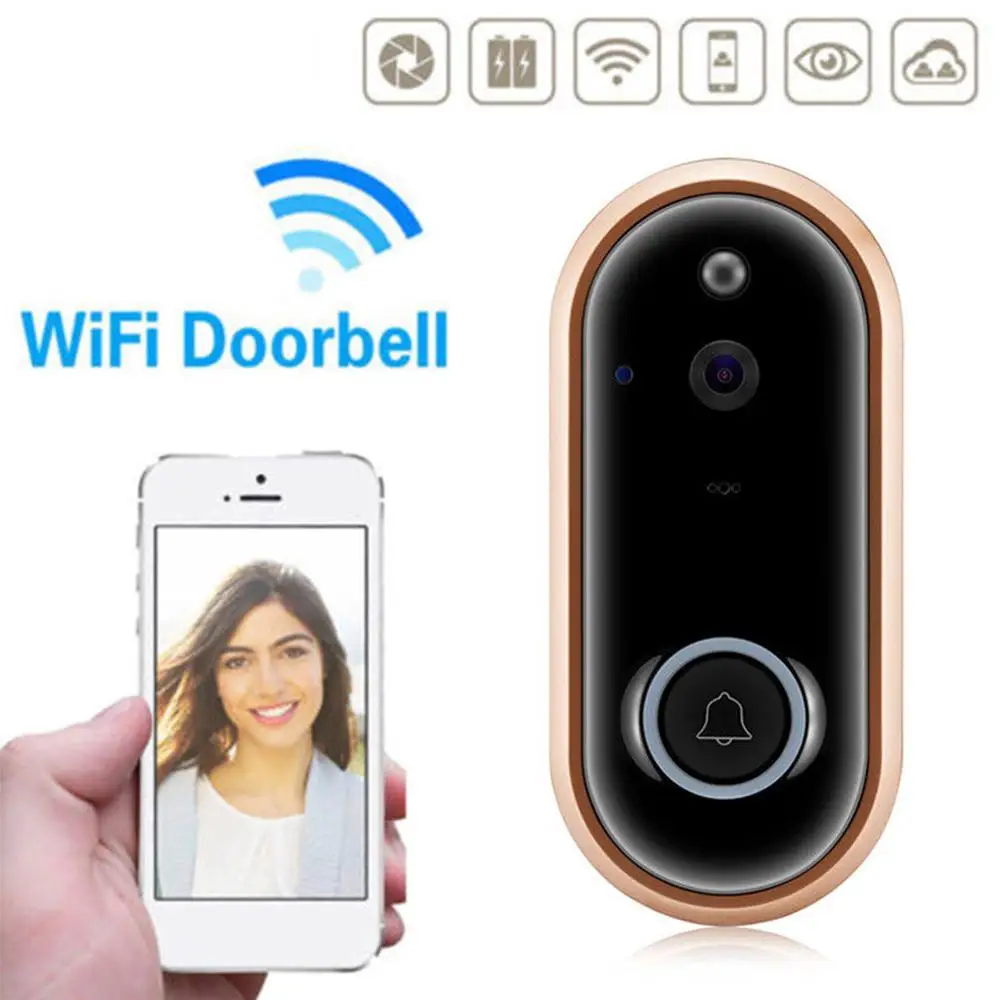 

WiFi Video Doorbell Camera HD 720P Smart Doorbell Camera Night Vision 2019 WiFi Intercom Video Doorbell Alarm Push