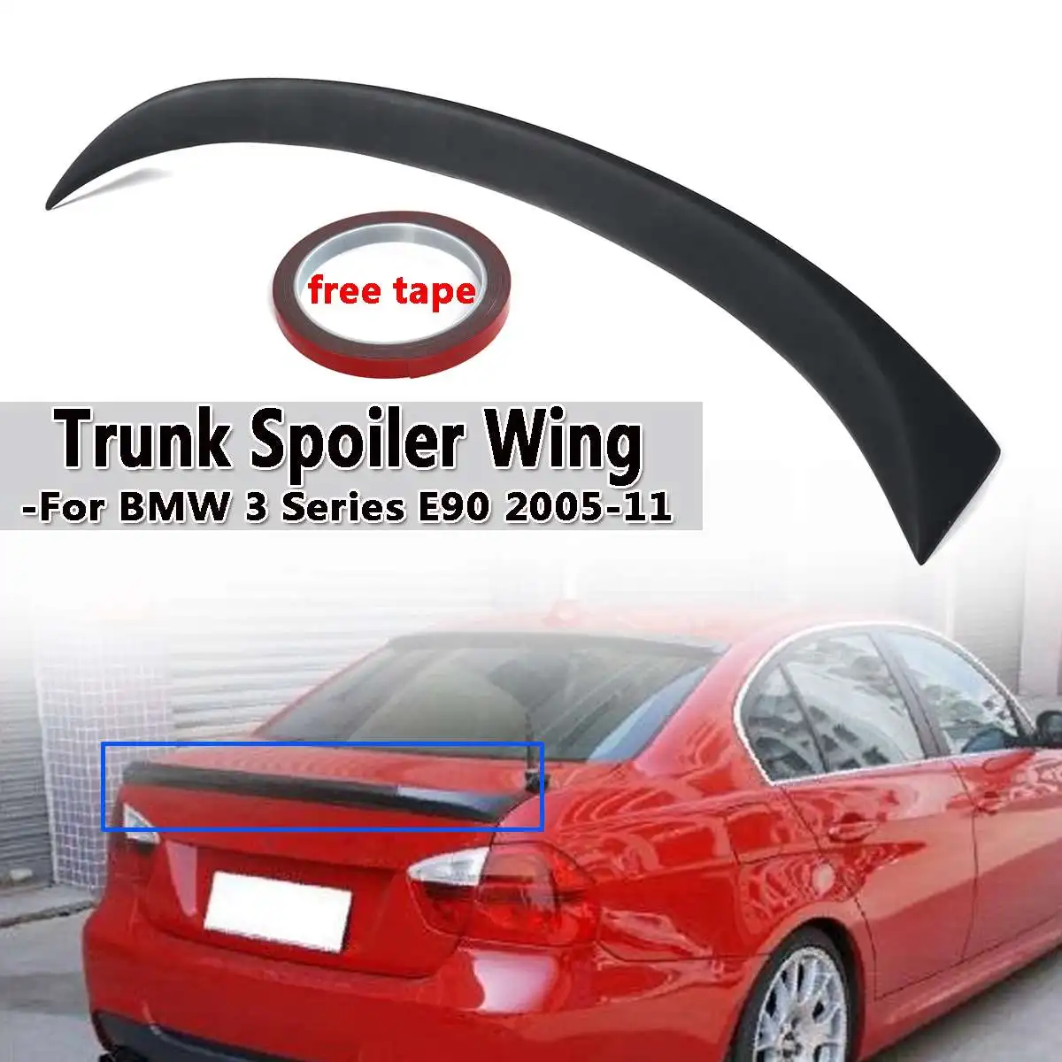 

ABS Plastic Car Trunk Spoiler Wing For BMW 3 Series E90 2005-2011 Rear Wing Spoiler Rear Trunk Roof Wing Bright Black 120cm