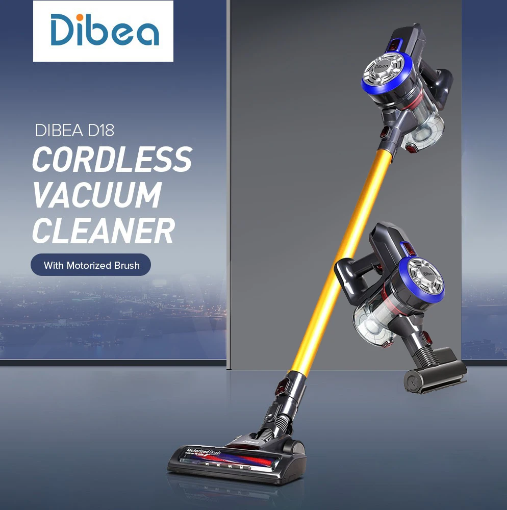 

Dibea D18 Protable 2 In 1 Handheld Wireless Vacuum Cleaner Cyclone Filter 8500 Pa Strong Suction with Motorized Brush