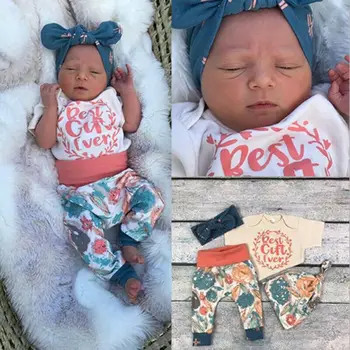 

Pudcoco Baby Girl Set 0-18M US STOCK Cute Newborn Infant Baby Girls Tops Romper Floral Pants Outfits Clothes